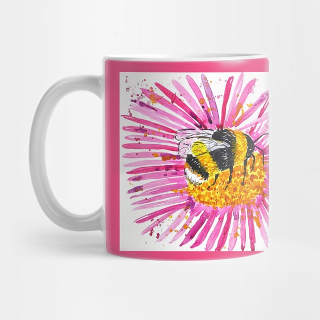 Bumble bee and Pink Flower by Casimirasquirkyart